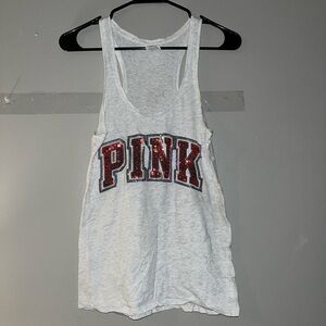 PINK Victoria's Secret Gray Tank with Red Sequins